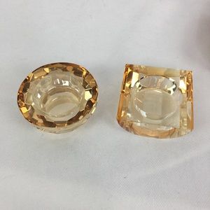 Amber Crystal Votive Candle Holder Set
